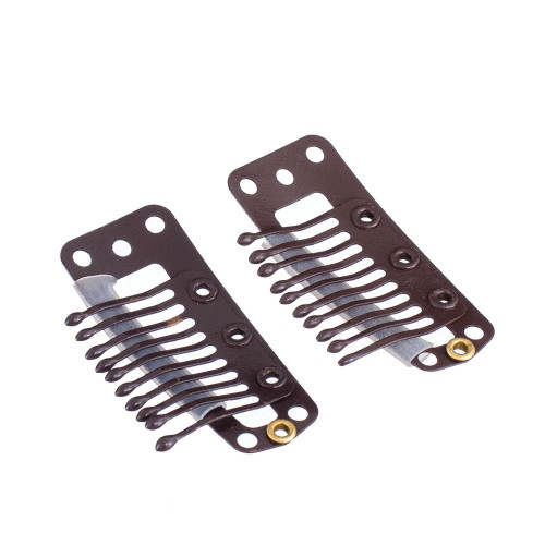 Wig Clips - Brown, Set of 4